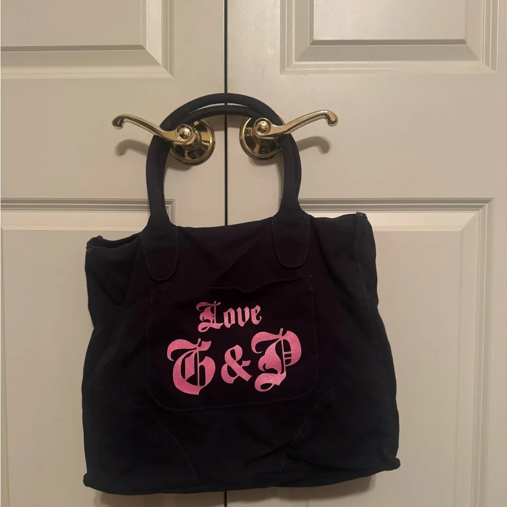Vintage Juicy Couture Black Tote with Pink Crown - Picture 4 of 5